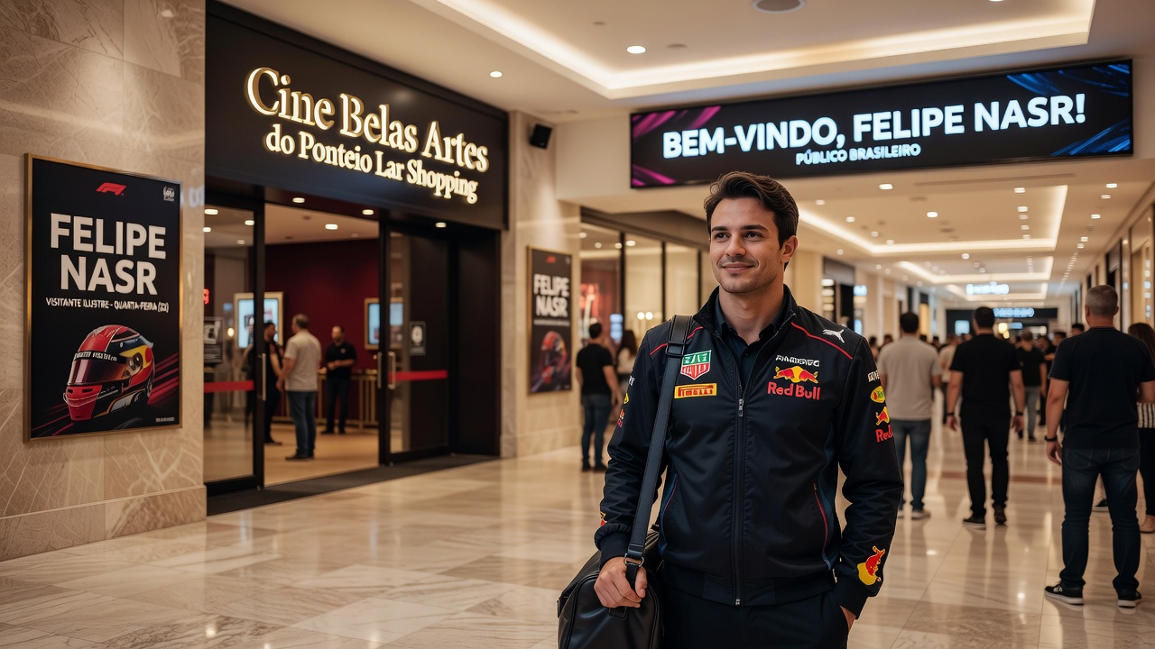 O cinema do Ponteio Lar Shopping, em Belo Horizonte, recebeu nesta quarta-feira (22) um visitante ilustre: Felipe Nasr.